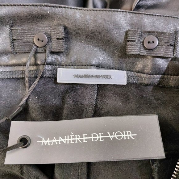 💥HOT ITEM💥MANIÈRE DE VOIR Leather High Waist Wide Leg Moto Pants in Black - Picture 15 of 15